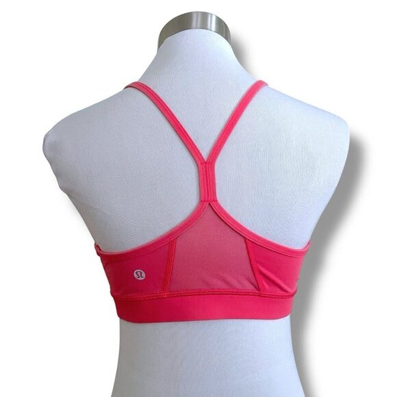 Lululemon Flow Y Sports Bra Sz 8 Coral Wire Free Mesh Back Racerback Yoga Gym - Picture 4 of 6
